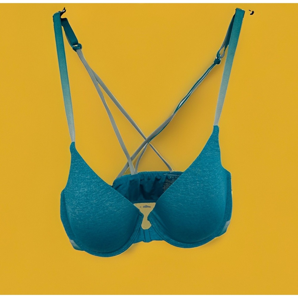 Victoria's Secret Bra 32C Blue Heather Semi Demi Racerback Front Closure